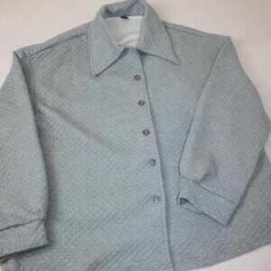 Shein Curve Plus Size Gray/Blue Quilted Button Up Jacket Size 3XL